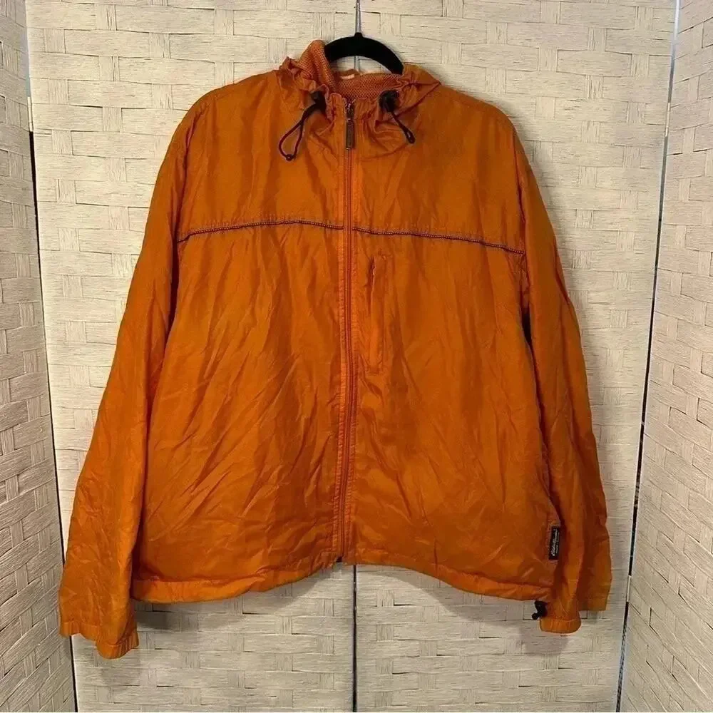 Eddie Bauer Orange Rust windbreaker Jacket Coat, Men’s size L